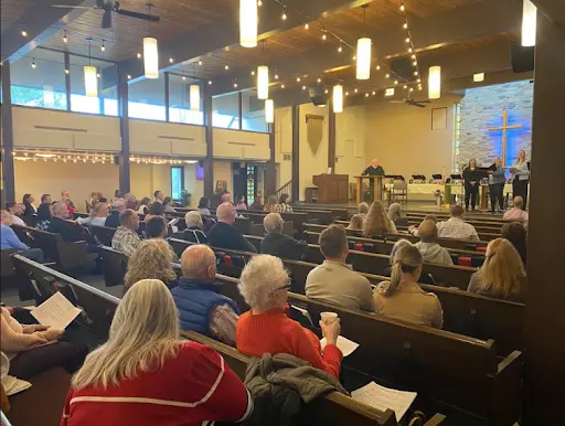 Handbell choir performing Christmas concert